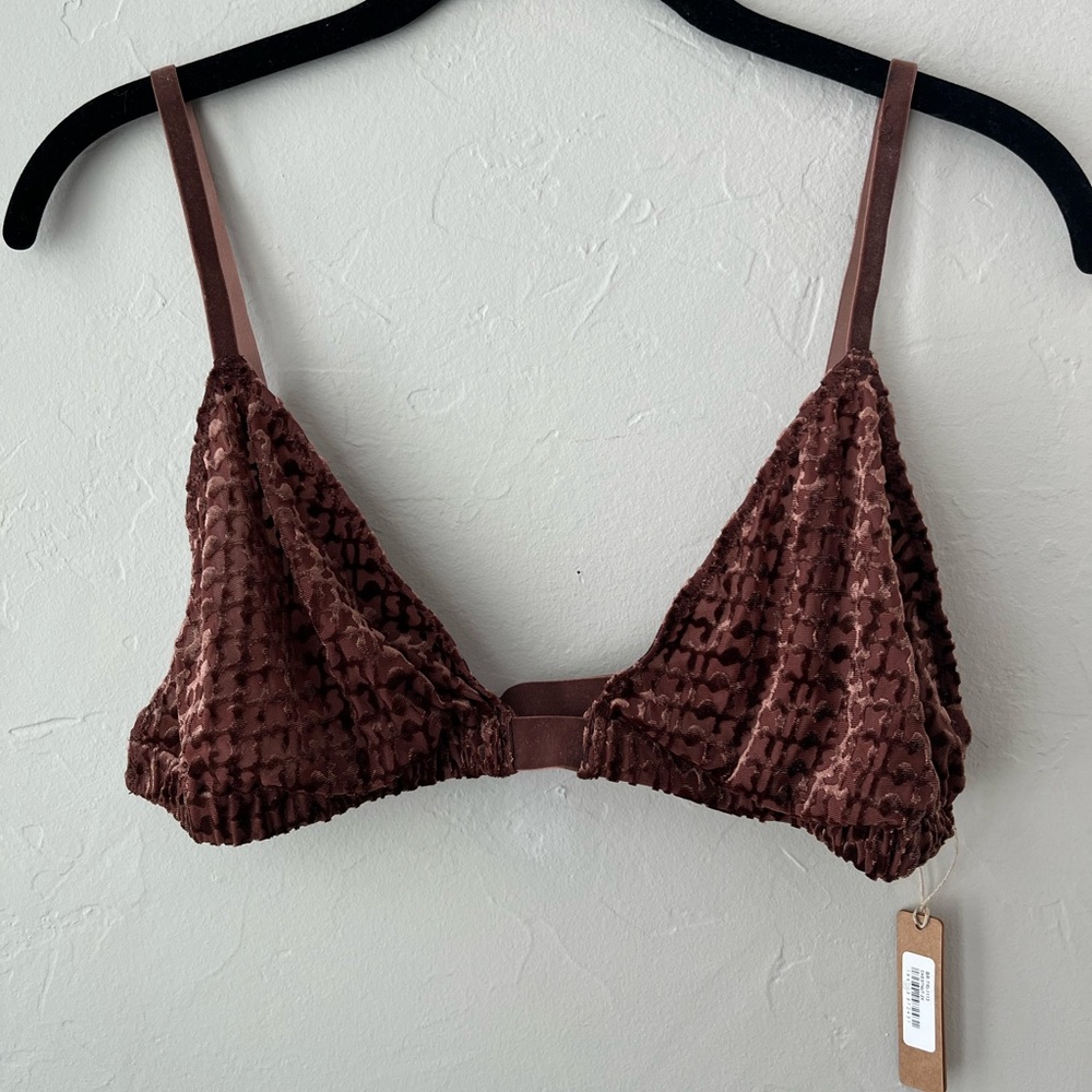 🤎SKIMS WIRELESS VELVET LOGO TRIANGLE BRALETTE CHESTNUT 2X